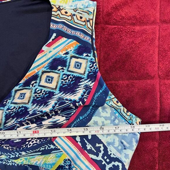 Chico's Handkerchief Hem Mixed Media Asymmetric Twist Dress 2 Petite Stretch - Picture 10 of 11